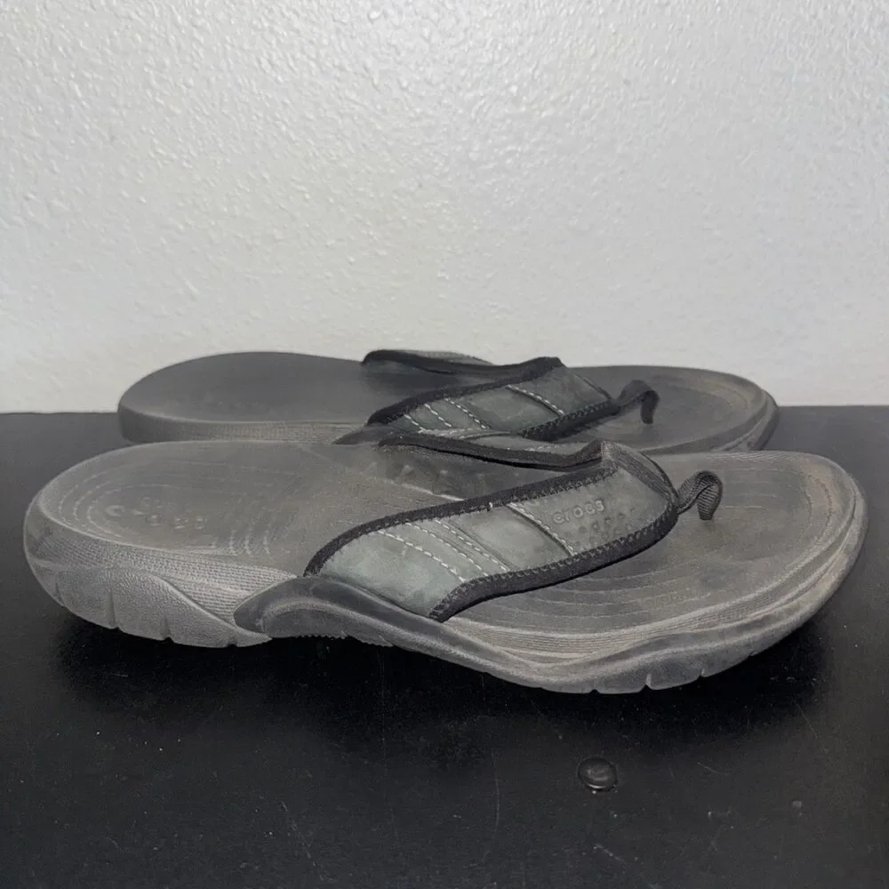Crocs Men's Swiftwater Wave Flip Flops Brown Sandals Size 12